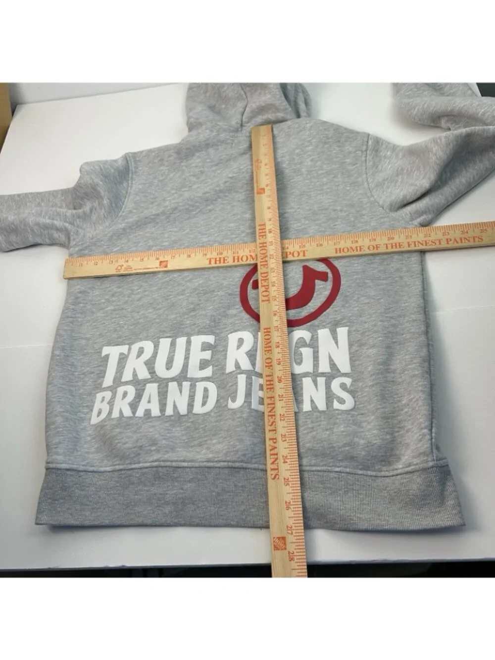 True Religion Hoodies Large Men Front And Back Print Gray